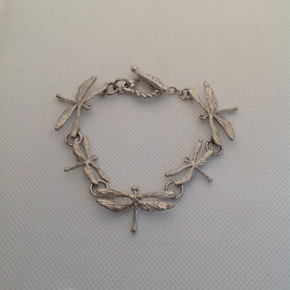 Maurice Milleur Dragonfly Pewter Bracelet Signed